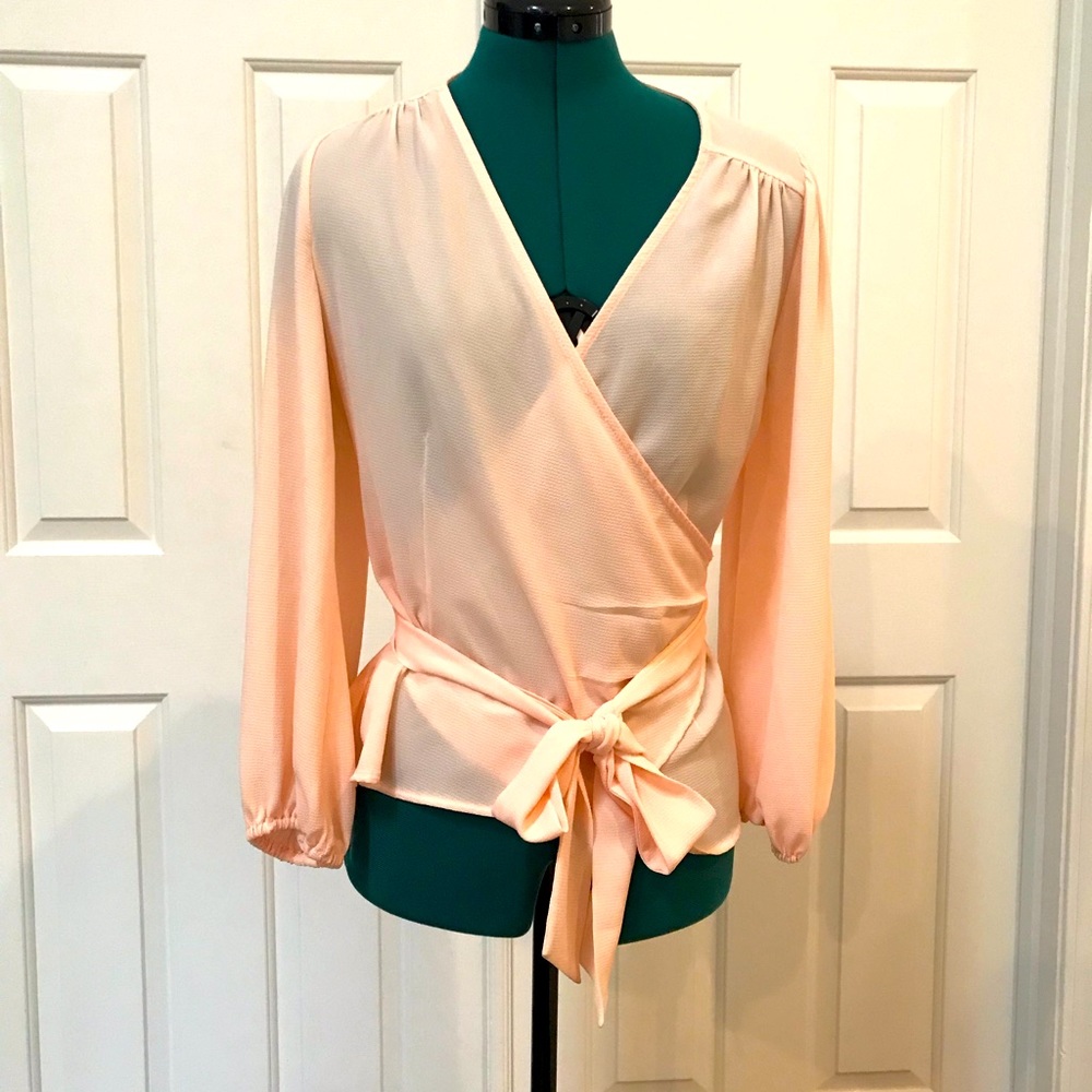 Pretty peach sheer wrap top